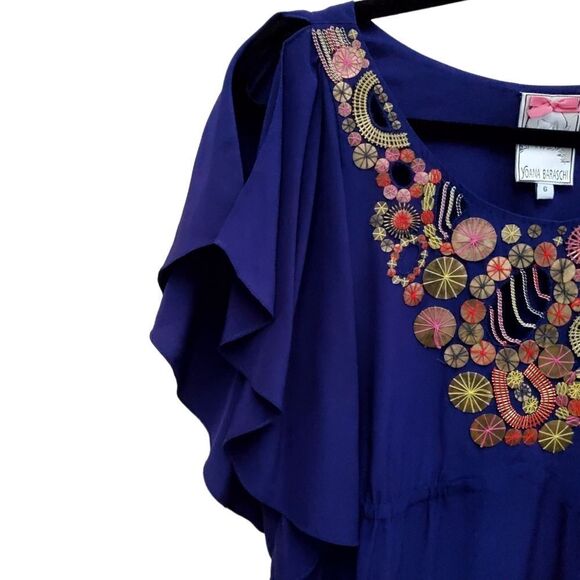 Anthropologie Yoana Baraschi Womens Embellished Silk Purple Dress Size 6 - Picture 4 of 10